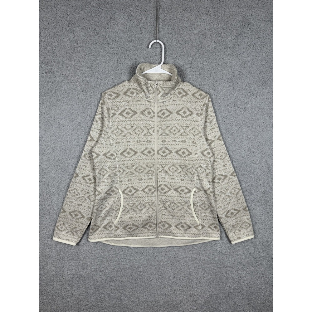 Eddie Bauer Sweater Womens L Full Zip Fleece Aztec Pattern Outdoors Jacket